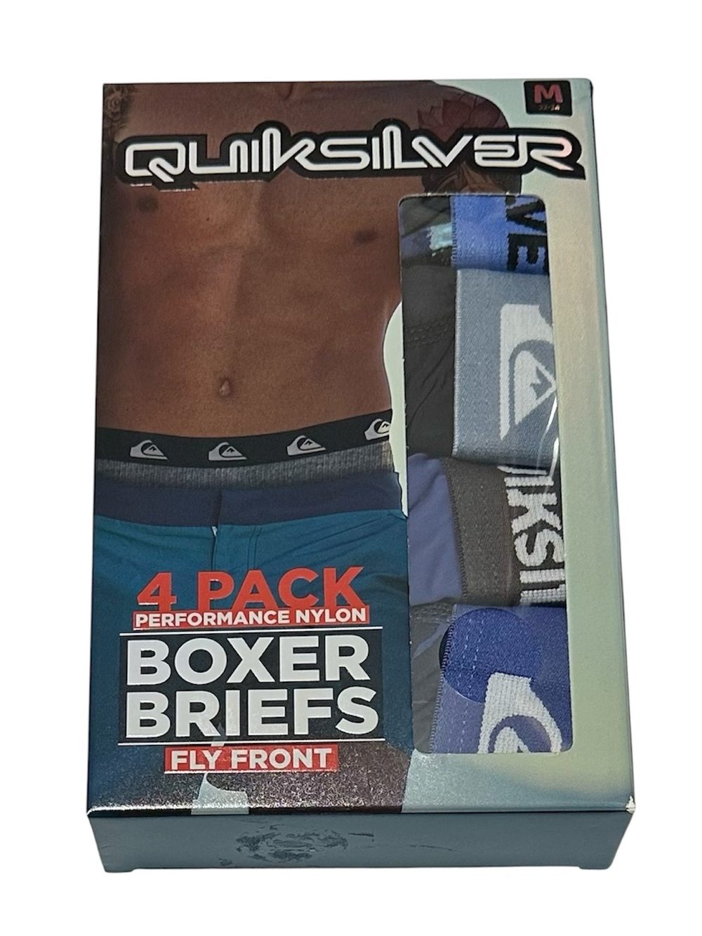 Quiksilver 4-Men's Performance Nylon Boxer Briefs Medium (32-34) Black/Blue